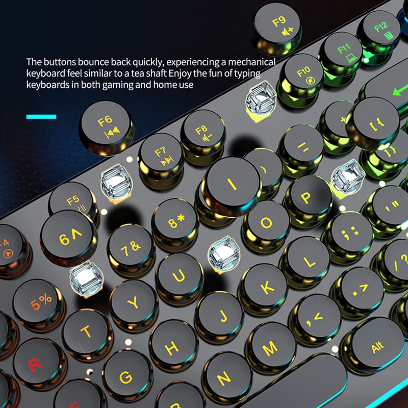 Gamer Keyboard for Dota LOL CS Esports Games Vintage Punk Style Gaming Teclados USB Wired RGB Light Multi Media Office Keyboard