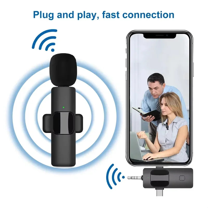 VIKEFON 3 in 1 Professional Wireless Lavalier Microphones for iPhone, Android and Camera,Microphone for iPad tablet with Noise