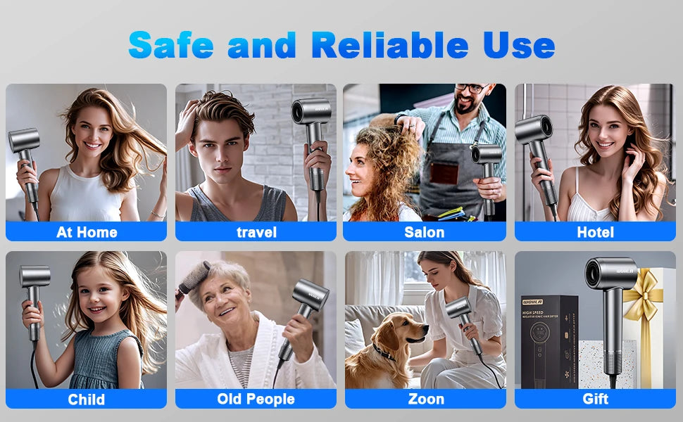 Hair Dryer, 150000 RPM Professional High-Speed Blow Dryer 500 Millions Negative Ionic Care Hair Dryer for Fast Drying, Low Noise