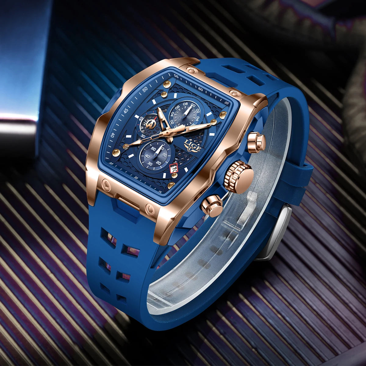 Reloj LIGE para hombre, de lujo, resistente al agua, de cuarzo.