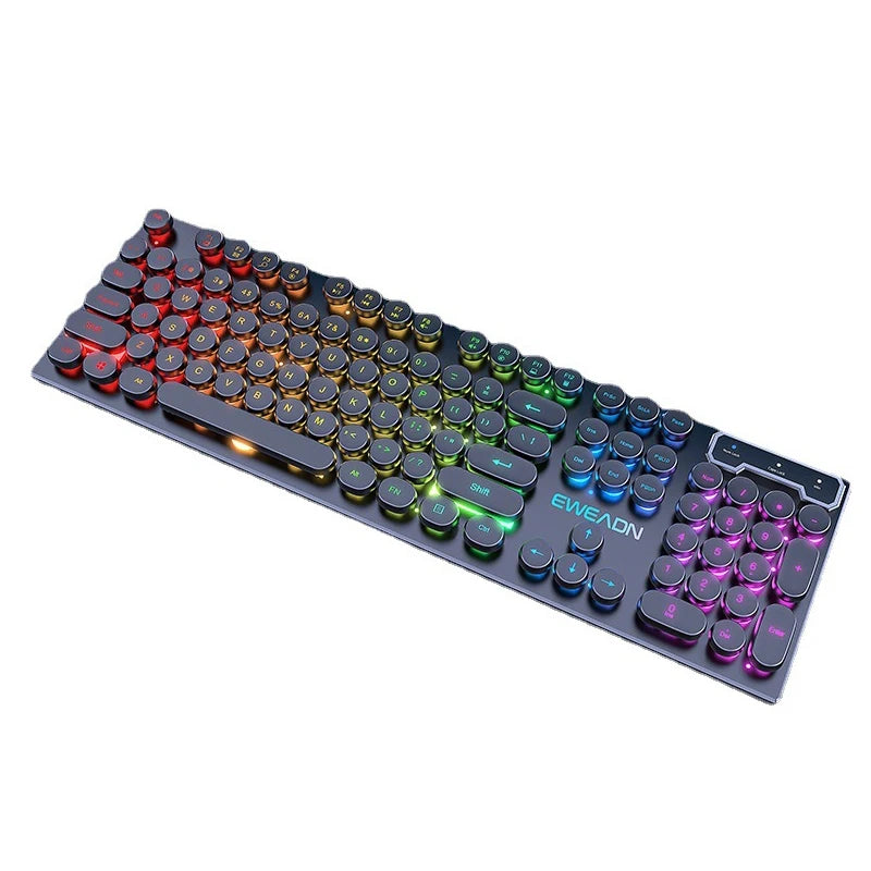 Gamer Keyboard for Dota LOL CS Esports Games Vintage Punk Style Gaming Teclados USB Wired RGB Light Multi Media Office Keyboard