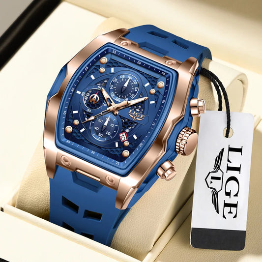 Reloj LIGE para hombre, de lujo, resistente al agua, de cuarzo.