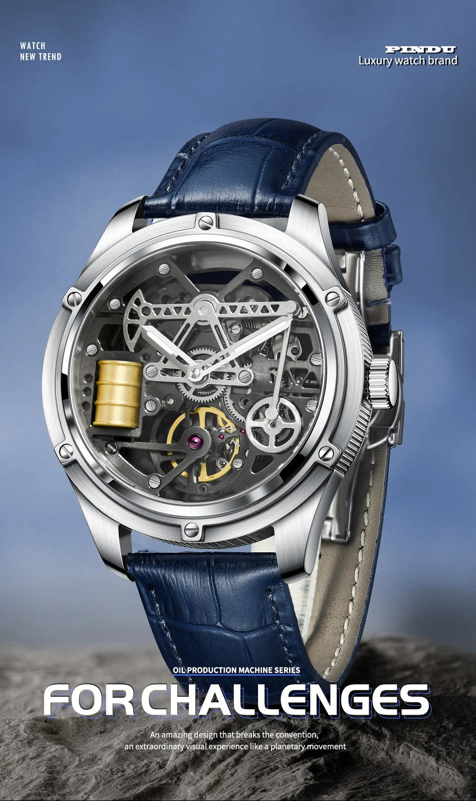 Reloj de hombre Pindu Design con cristal de zafiro