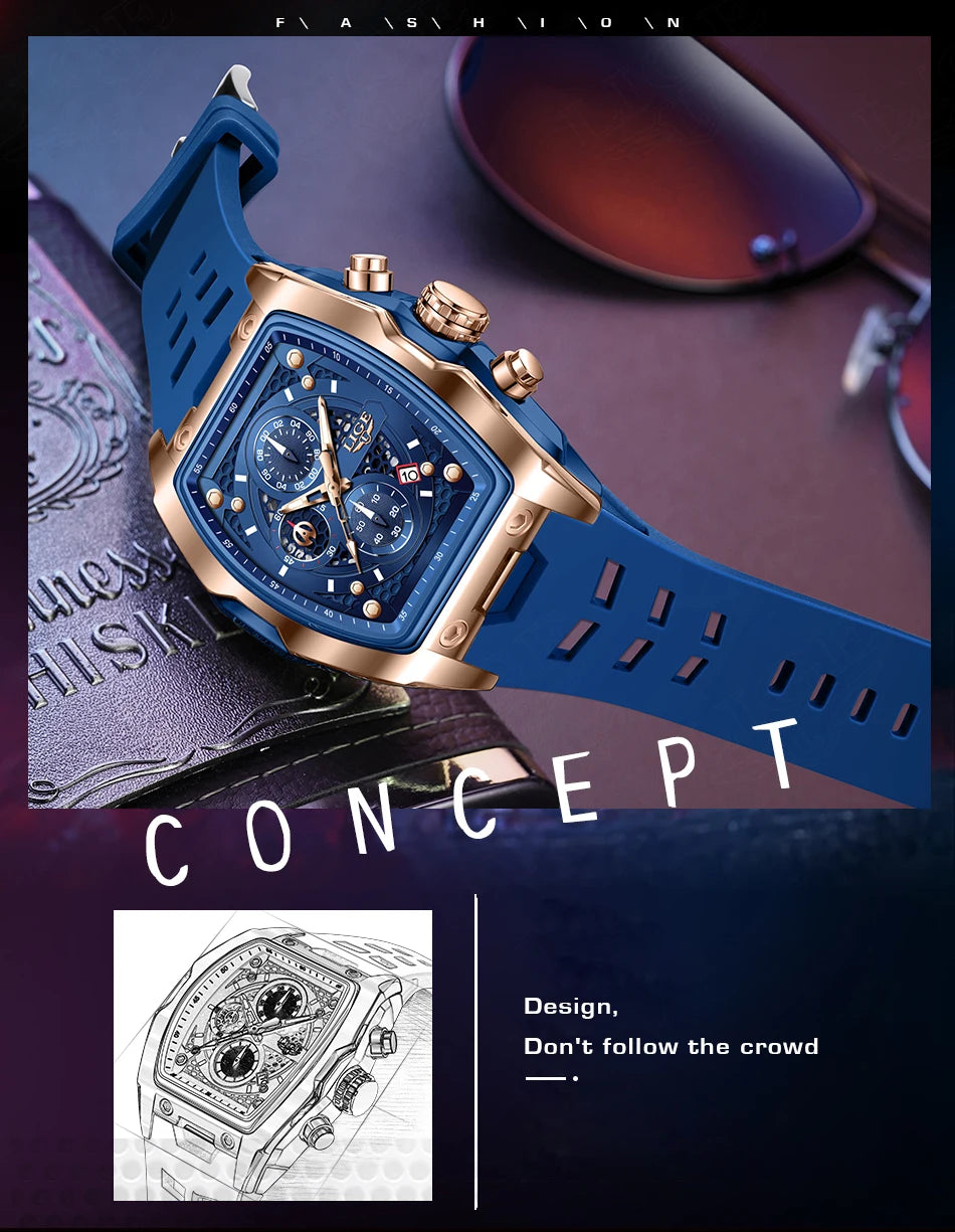 Reloj LIGE para hombre, de lujo, resistente al agua, de cuarzo.