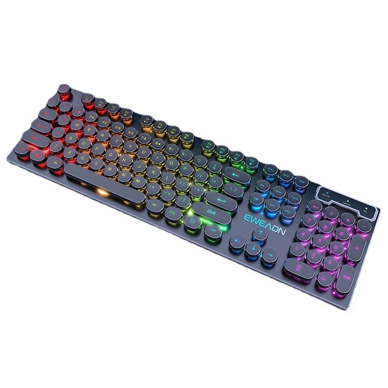 Gamer Keyboard for Dota LOL CS Esports Games Vintage Punk Style Gaming Teclados USB Wired RGB Light Multi Media Office Keyboard