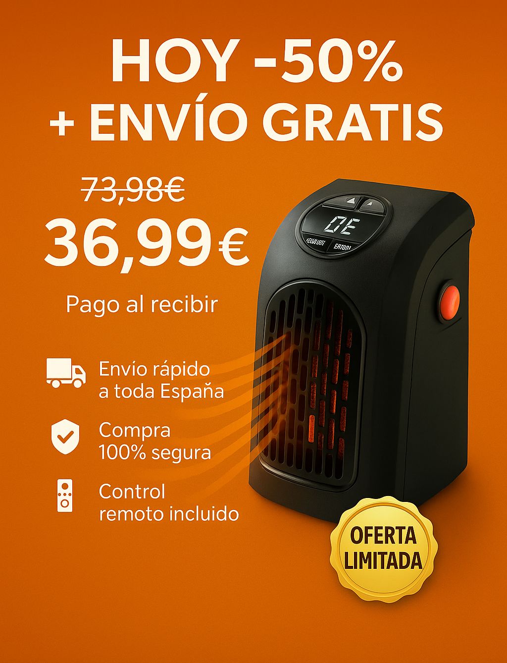 CALEFACTOR MAX PORTATIL -50% SOLO HOY APROVECHA + Calor inmediato sin gastar de más 🔥