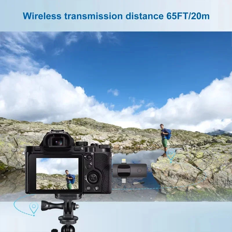 VIKEFON 3 in 1 Professional Wireless Lavalier Microphones for iPhone, Android and Camera,Microphone for iPad tablet with Noise