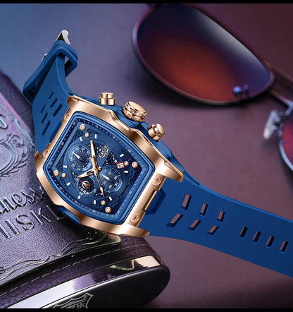 Reloj LIGE para hombre, de lujo, resistente al agua, de cuarzo.