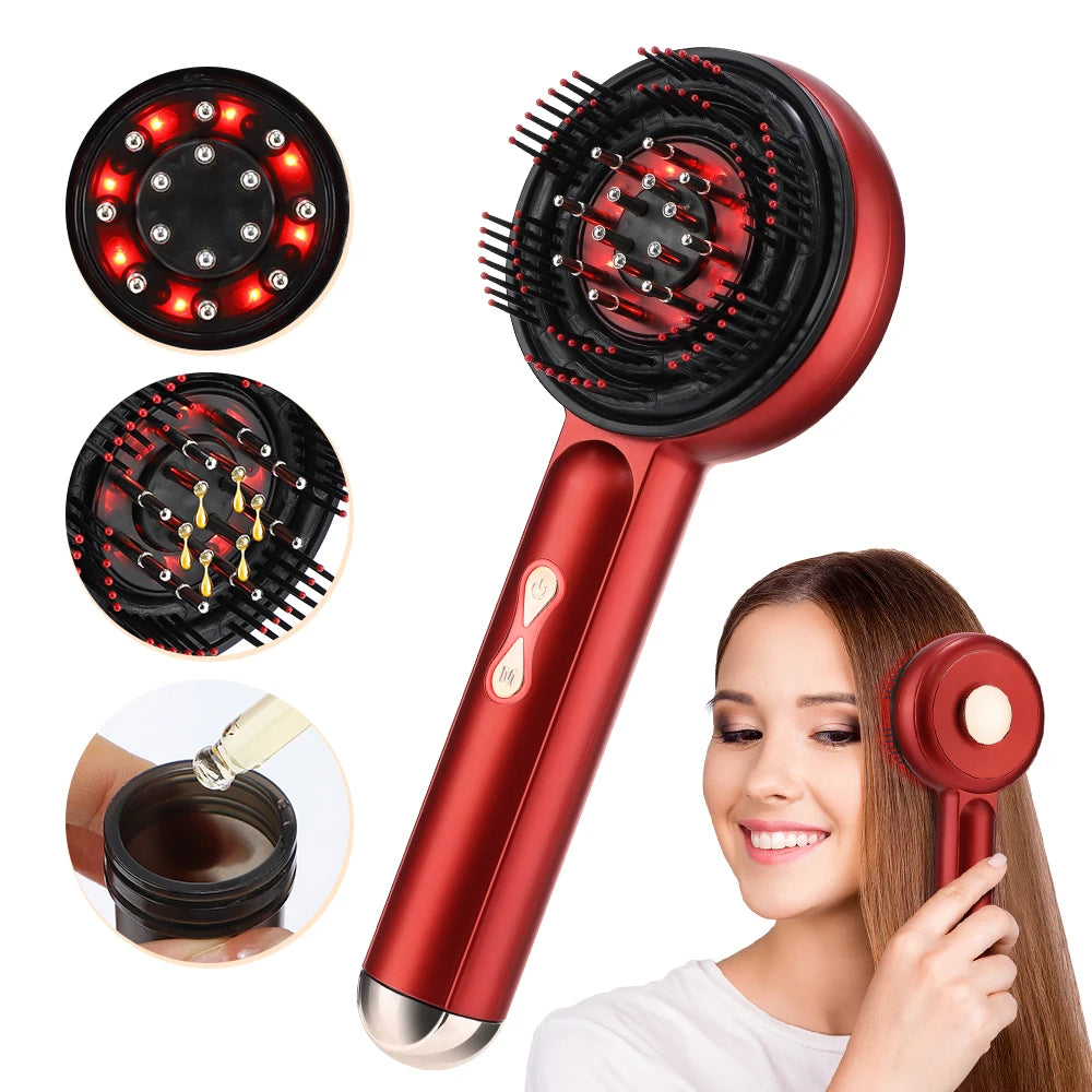 Electric Hair Regrowth Brush with Infrared Light Machine Acupoint Scalp Massage Anti-Hair Loss Exercise Hair Scrubber Combs