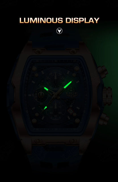 Reloj LIGE para hombre, de lujo, resistente al agua, de cuarzo.