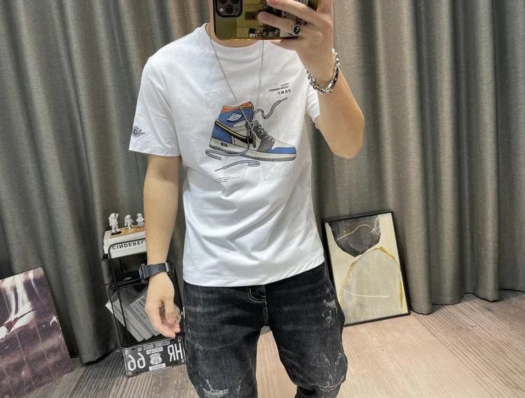 T Shirt for Men Black Man Tee Shirts Slim Fit Streetwear Drawings Top Anime Clothing Wholesale Summer Kpop Vintage Cheap Xl S