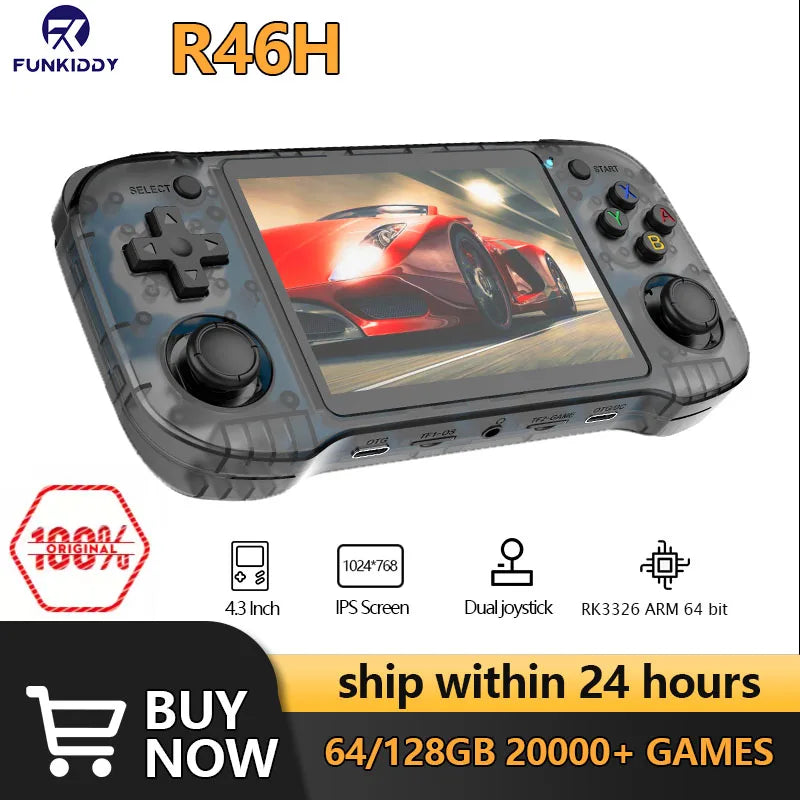 R46H Hand-held Consoles For Playing Video Games 4.2-inch IPS 1024*768 Screen Retro Game Player 3300 mAh 20000+ Games Poket Gifts
