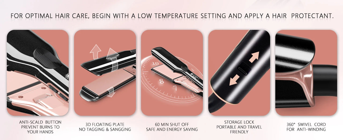 RUCHA Hair Straightener Professional High Temperature Keratin Treatment 500F Hair Flat Iron for Frizzy Hair Recovers the Damaged