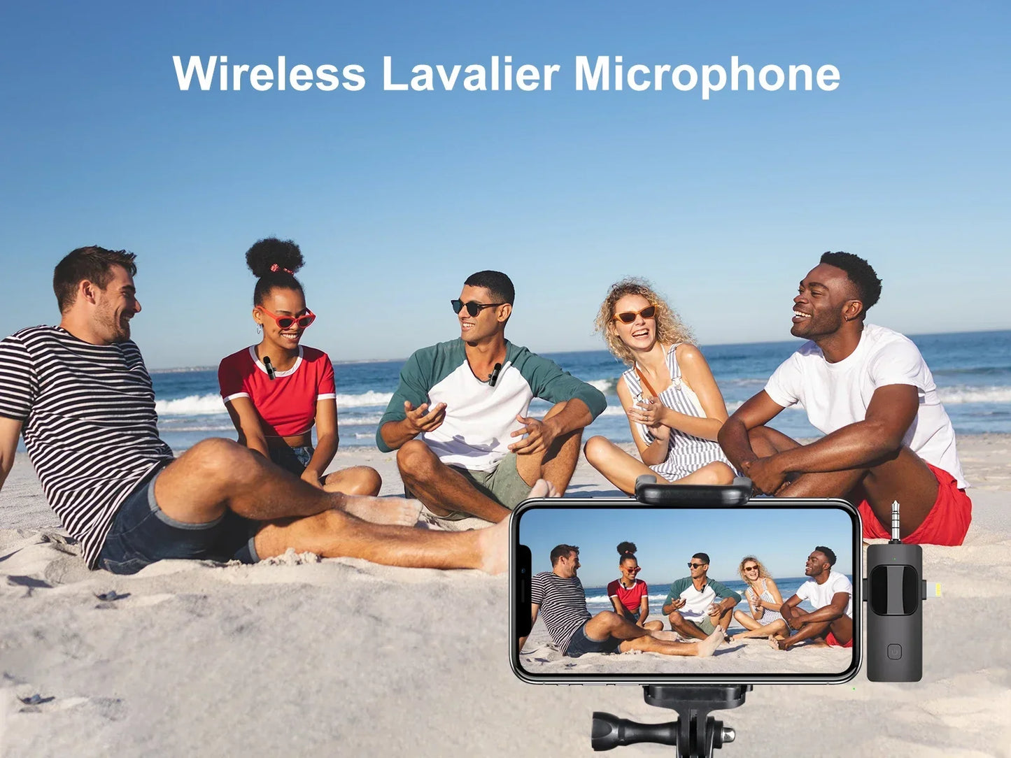 VIKEFON 3 in 1 Professional Wireless Lavalier Microphones for iPhone, Android and Camera,Microphone for iPad tablet with Noise