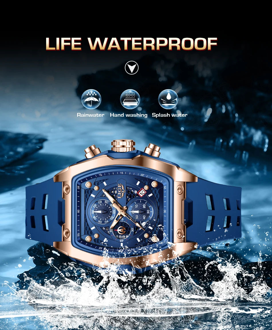 Reloj LIGE para hombre, de lujo, resistente al agua, de cuarzo.