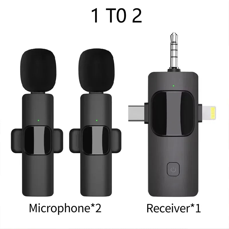 VIKEFON 3 in 1 Professional Wireless Lavalier Microphones for iPhone, Android and Camera,Microphone for iPad tablet with Noise