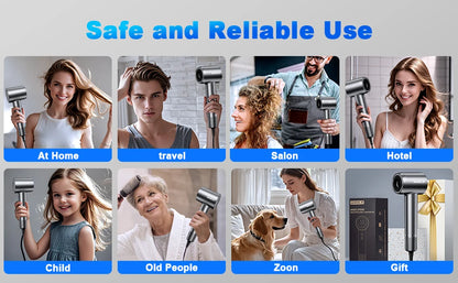 Hair Dryer, 150000 RPM Professional High-Speed Blow Dryer 500 Millions Negative Ionic Care Hair Dryer for Fast Drying, Low Noise