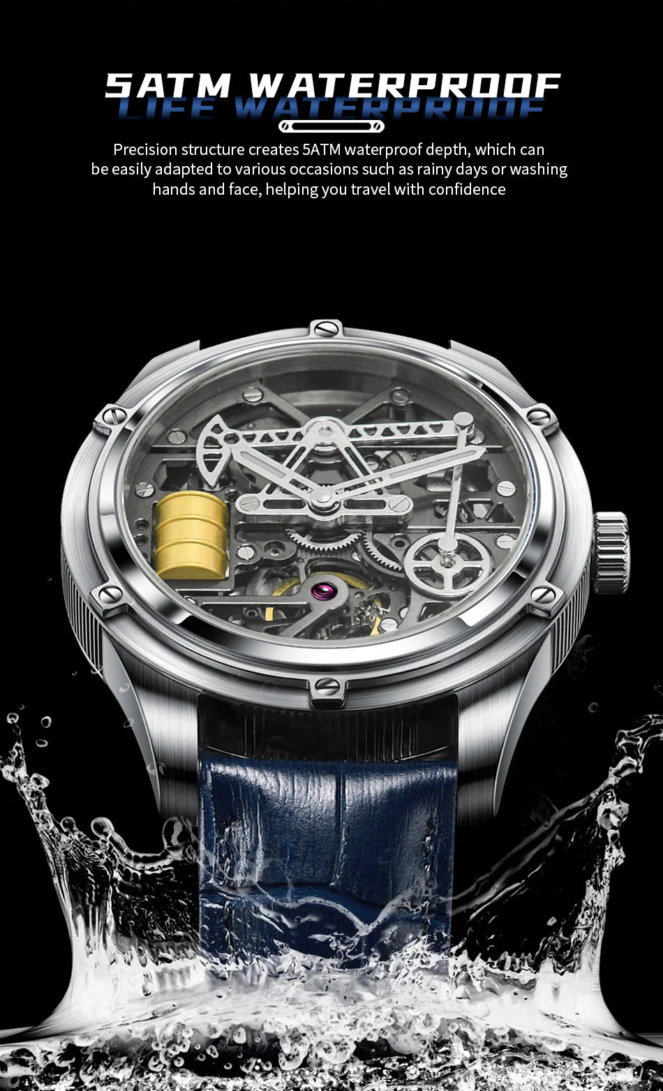 Reloj de hombre Pindu Design con cristal de zafiro