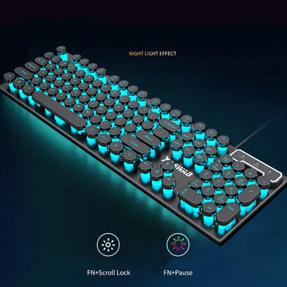 Gamer Keyboard for Dota LOL CS Esports Games Vintage Punk Style Gaming Teclados USB Wired RGB Light Multi Media Office Keyboard