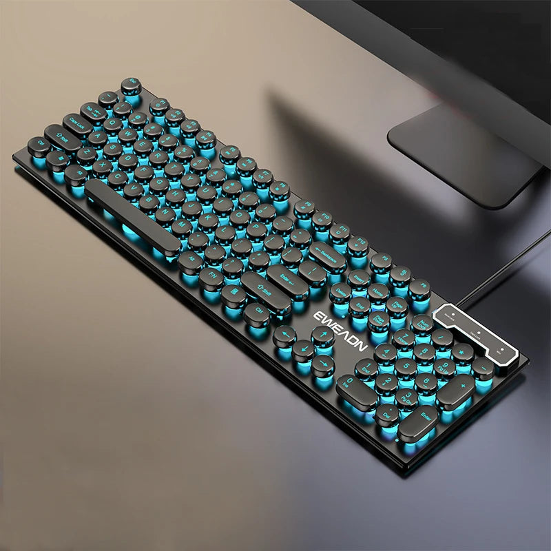 Gamer Keyboard for Dota LOL CS Esports Games Vintage Punk Style Gaming Teclados USB Wired RGB Light Multi Media Office Keyboard