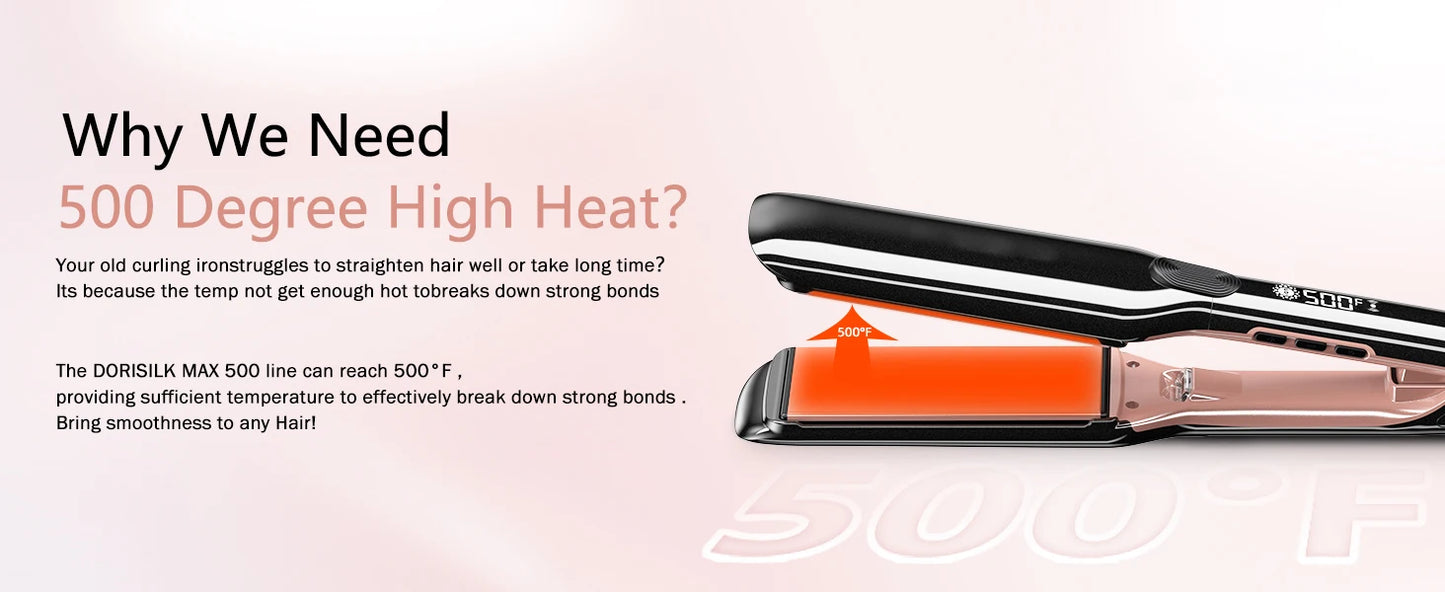 RUCHA Hair Straightener Professional High Temperature Keratin Treatment 500F Hair Flat Iron for Frizzy Hair Recovers the Damaged