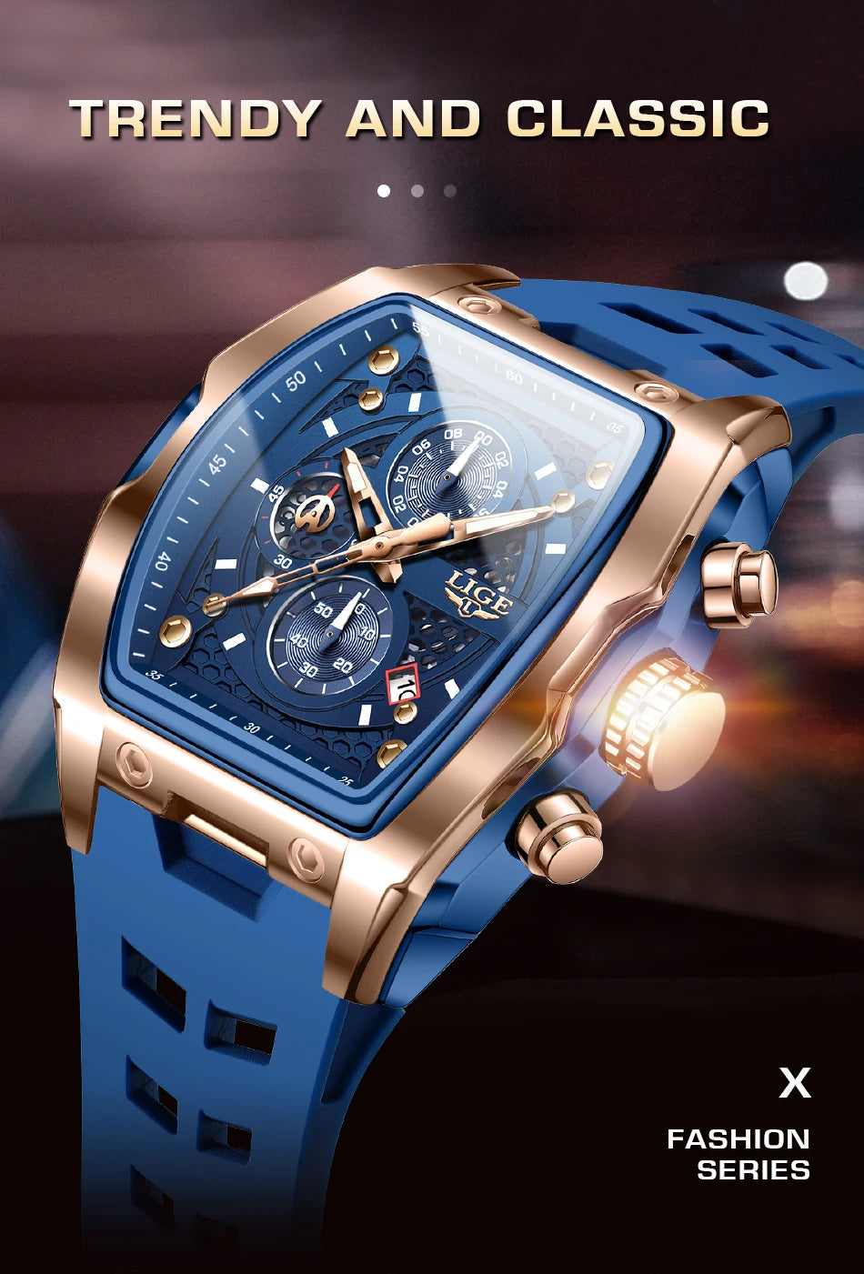 Reloj LIGE para hombre, de lujo, resistente al agua, de cuarzo.