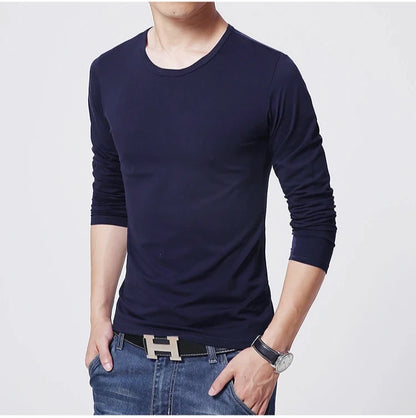 2025 MRMT Brand New Men's T-Shirts Long Sleeve Slim Men T-Shirt Young Man Pure Color Tops Tees Shirt O-Neck For Male Boys Tshirt