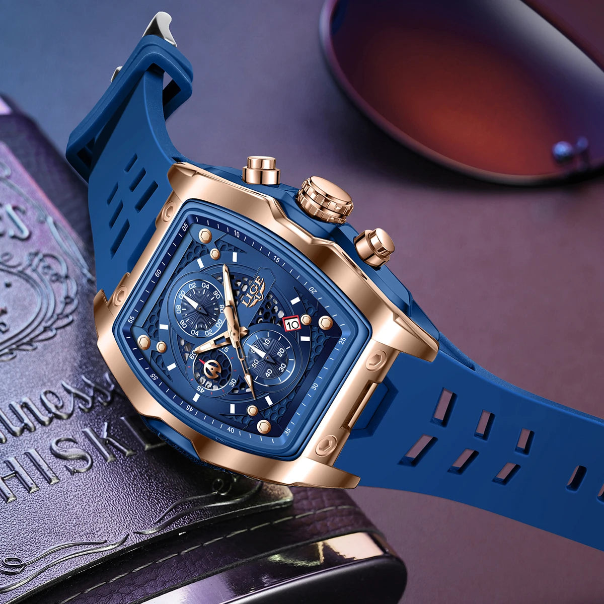 Reloj LIGE para hombre, de lujo, resistente al agua, de cuarzo.