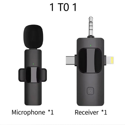 VIKEFON 3 in 1 Professional Wireless Lavalier Microphones for iPhone, Android and Camera,Microphone for iPad tablet with Noise