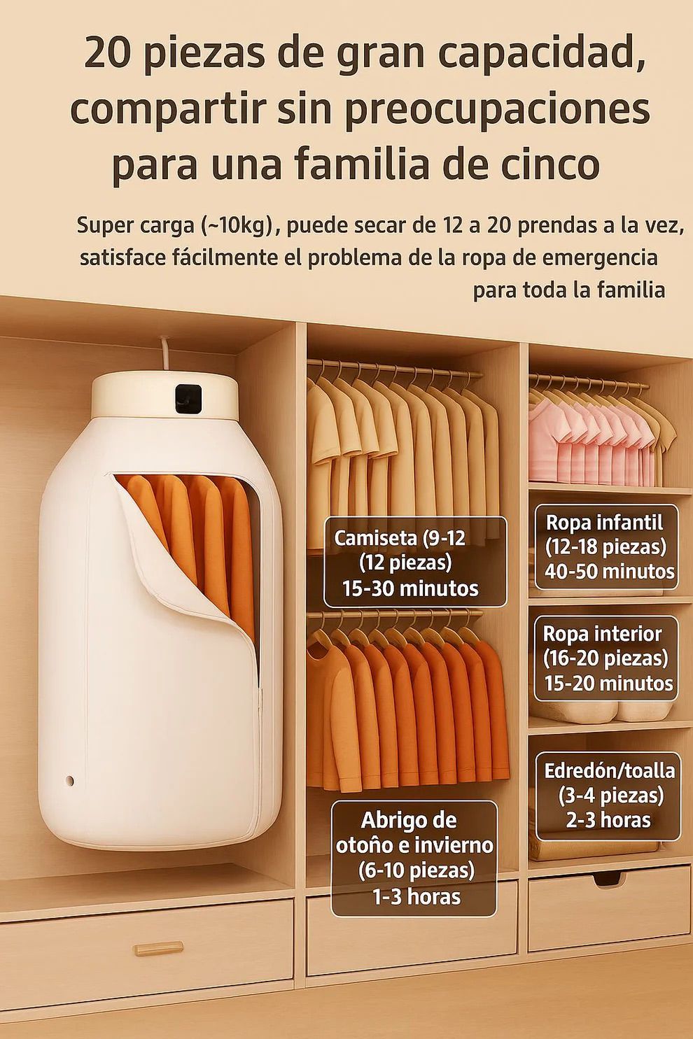 🔥 SECADORA ELÉTRICA PORTÁTIL con temporizador – Adiós a la ropa húmeda del invierno, ¡Seca en minutos sin aumentar tu factura de luz!