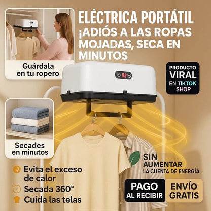 🔥 SECADORA ELÉTRICA PORTÁTIL con temporizador – Adiós a la ropa húmeda del invierno, ¡Seca en minutos sin aumentar tu factura de luz!