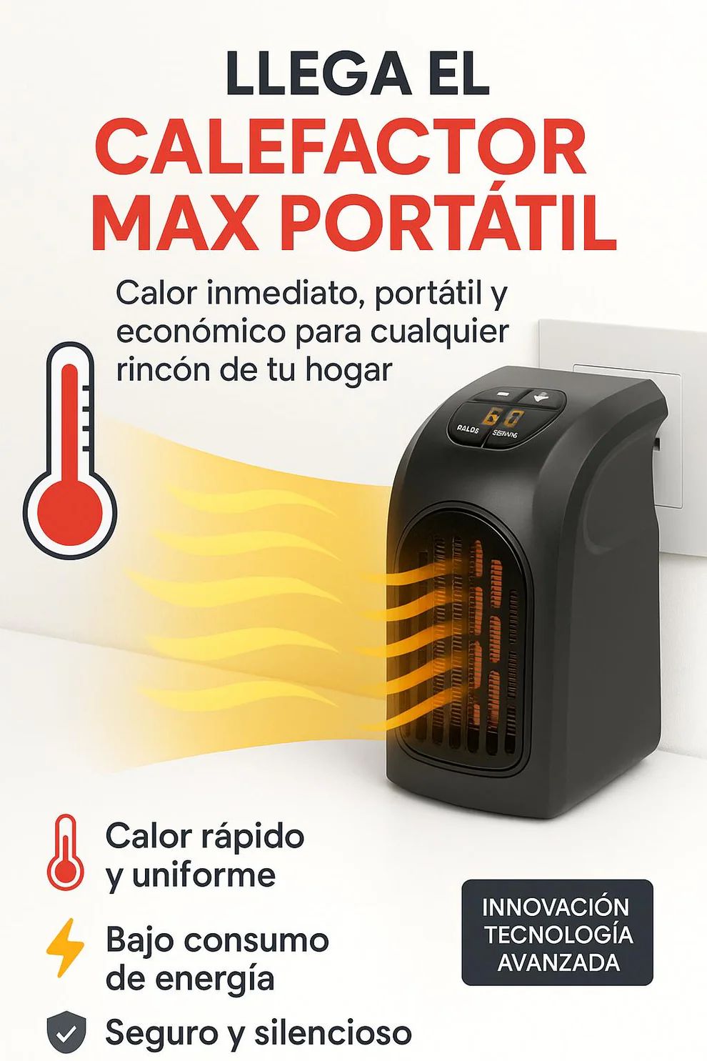 CALEFACTOR MAX PORTATIL -50% SOLO HOY APROVECHA + Calor inmediato sin gastar de más 🔥