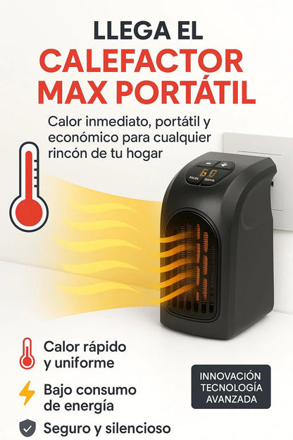 CALEFACTOR MAX PORTATIL -50% SOLO HOY APROVECHA + Calor inmediato sin gastar de más 🔥