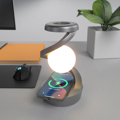Lámpara de Luna LED con bola levitante 3D con cargador de teléfono inalámbrico